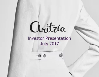Investor Presentation  July 2017  2 Forward-looking Information This presentation contains