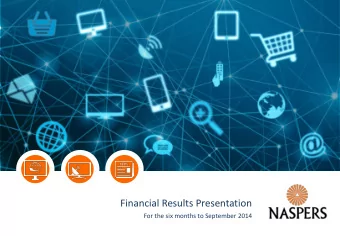 Financial Results Presentation  For the six months to September 2014  Important information  This