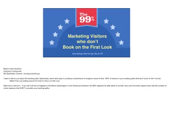 Marketing Visitors  who dont  Book on the First Look  2016 Inntopia User Group | Stowe, VT