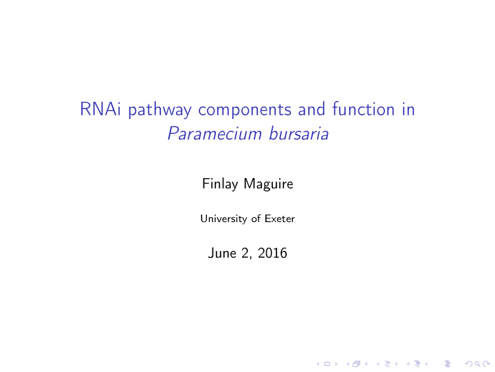 rnai pathway components and function in paramecium