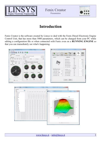 Introduction  Fenix Creator is the software created by Linsys to deal with the Fenix Diesel