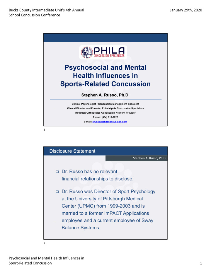 psychosocial and mental health influences in sports