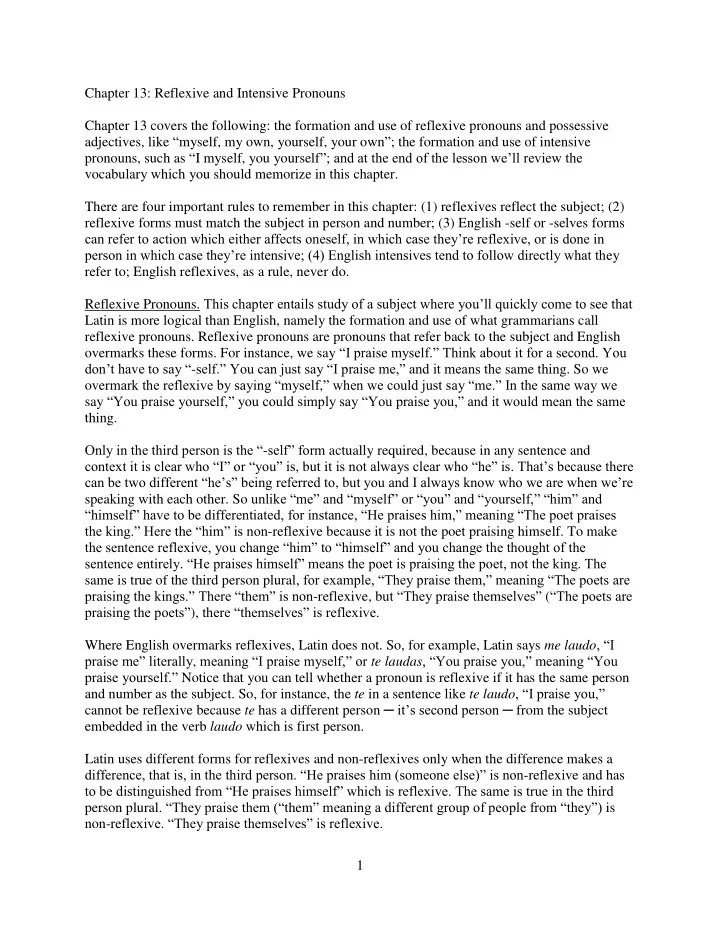 chapter 13 reflexive and intensive pronouns chapter 13