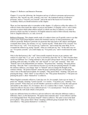 Chapter 13: Reflexive and Intensive Pronouns  Chapter 13 covers the following: the formation and
