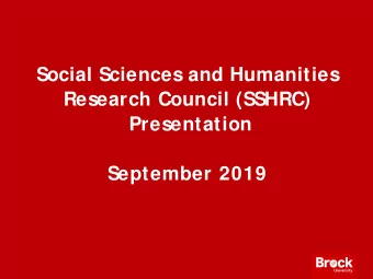 Social Sciences and Humanities  Research Council (SSHRC)  Presentation  September 2019  Faculty of