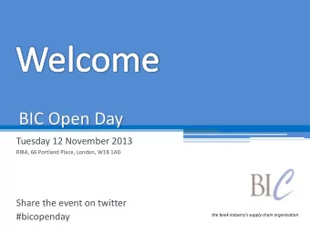 BIC Open Day  Tuesday 12 November 2013  RIBA, 66 Portland Place, London, W1B 1AD  Share the event
