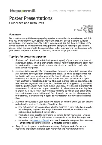 Poster Presentations Guidelines and Resources  Prepared by:  Dr. Gavin Lucas  Dr. Victoria