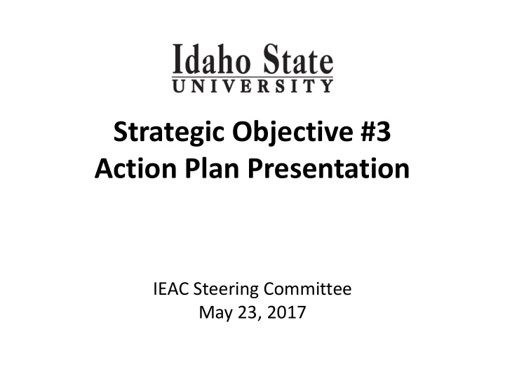 strategic objective 3 action plan presentation