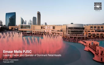 Emaar Malls PJSC  Leading Owner and Operator of Dominant Retail Assets  Investor Presentation