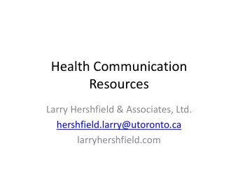 Resources  Larry Hershfield &amp; Associates, Ltd.  hershfield.larry@utoronto.ca