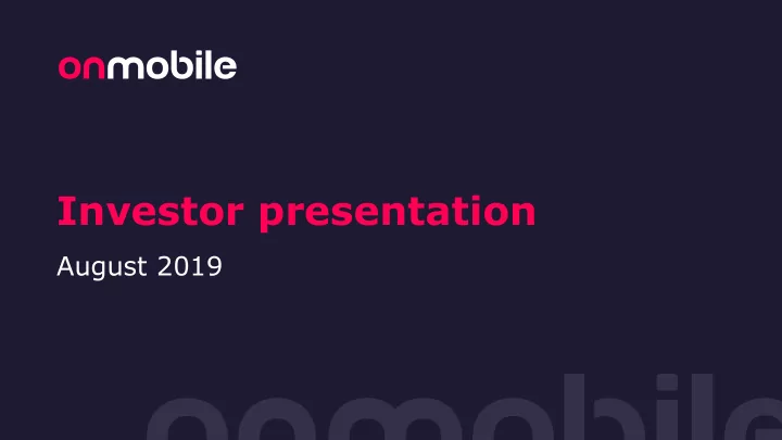 investor presentation