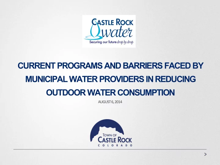 municipal water providers in reducing