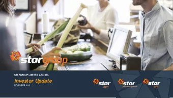 Investor Update  NOVEMBER 2016  1  Di scl a i me r  is given that the occurrence of the events