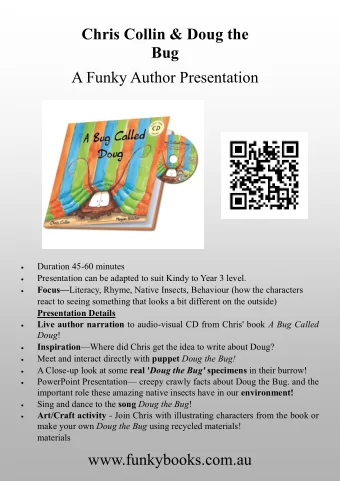 Chris Collin &amp; Doug the  Bug  A Funky Author Presentation  Duration 45-60 minutes