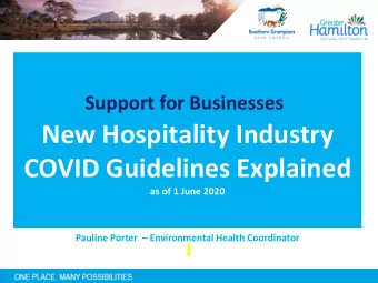 New Hospitality Industry  COVID Guidelines Explained  as of 1 June 2020 Pauline Porter