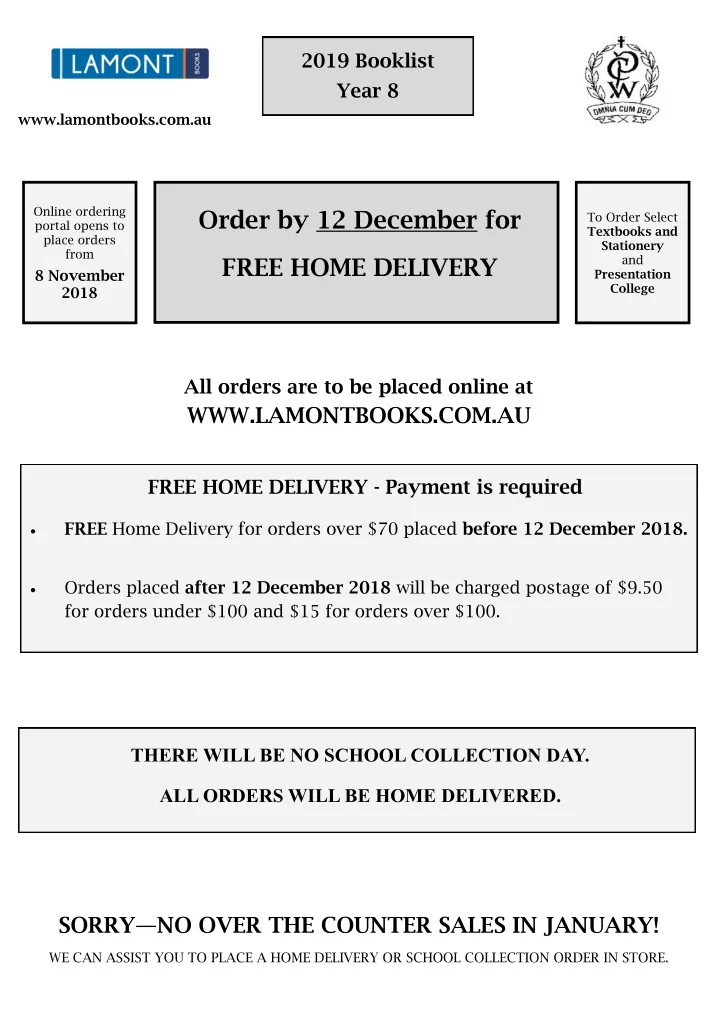 order by 12 december for