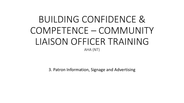 competence community liaison officer training
