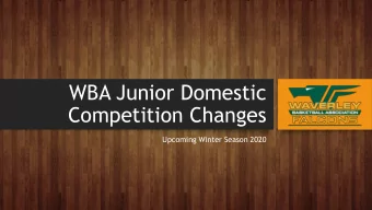 Competition Changes  Upcoming Winter Season 2020  Junior Season Playing Dates  The Junior Winter