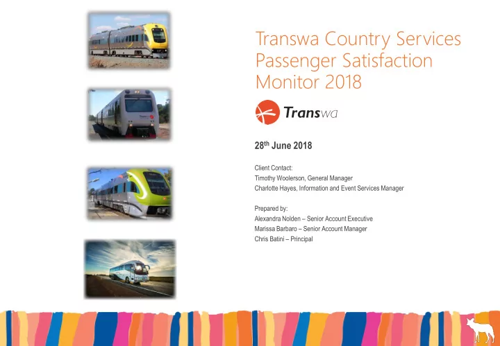 transwa country services passenger satisfaction monitor