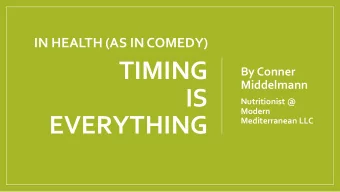TIMING  By Conner  Middelmann  IS  Nutritionist @  Modern  EVERYTHING  Mediterranean LLC  You were