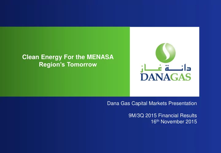 clean energy for the menasa