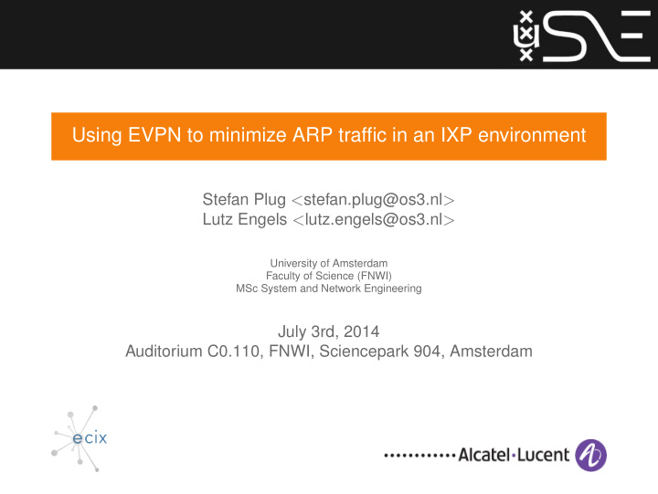 using evpn to minimize arp traffic in an ixp environment