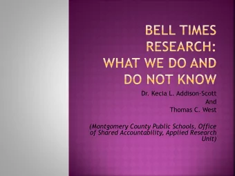 Dr. Kecia L. Addison-Scott  And  Thomas C. West  (Montgomery County Public Schools, Office  of