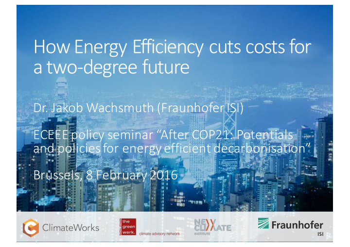 how energy efficiency cuts costs for a two degree future