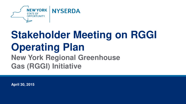 stakeholder meeting on rggi operating plan