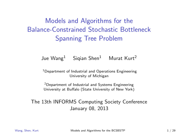 models and algorithms for the balance constrained