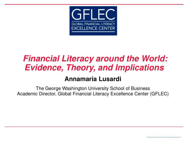 financial literacy around the world evidence theory and