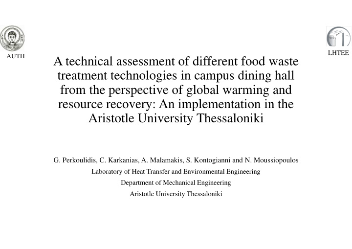a technical assessment of different food waste treatment