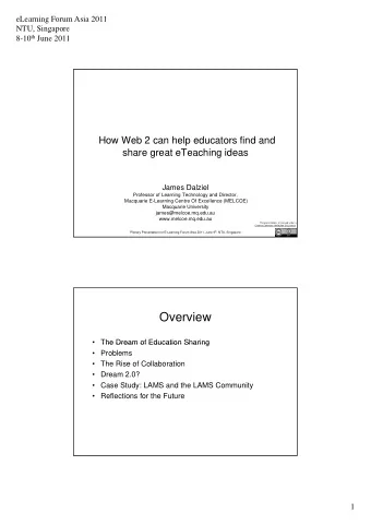 Overview   The Dream of Education Sharing  The Dream of Education Sharing   Problems   The