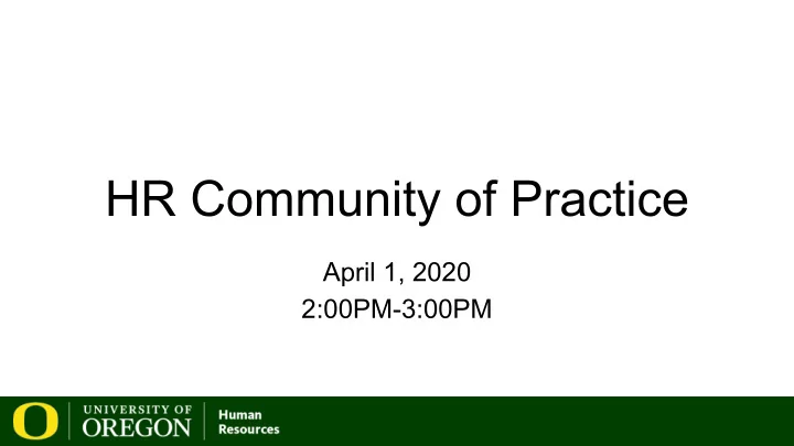 hr community of practice
