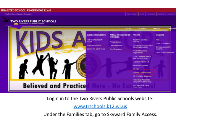 login in to the two rivers public schools website