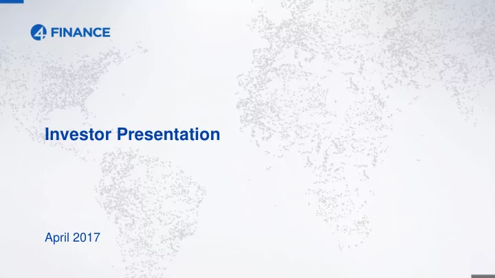 investor presentation april 2017 0 disclaimer neither
