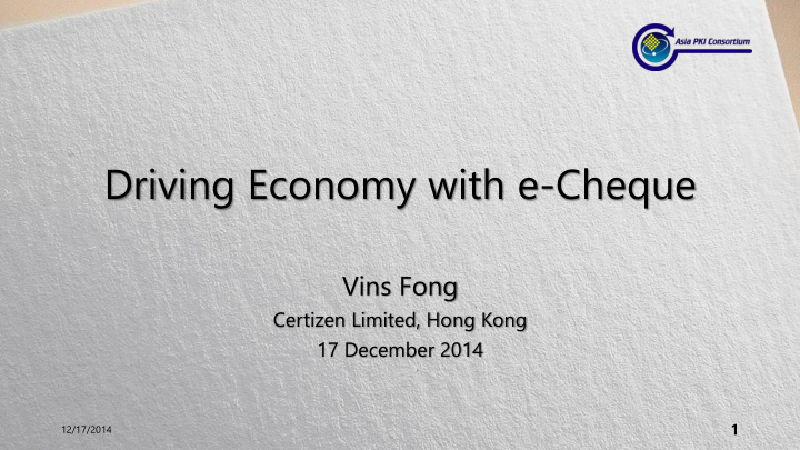 driving economy with e cheque