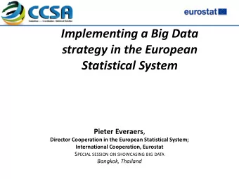 Implementing a Big Data  strategy in the European Statistical System Pieter Everaers ,  Director