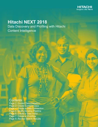 Hitachi NEXT 2018  Data Discovery and Profiling with Hitachi  Content Intelligence  Contents  Page