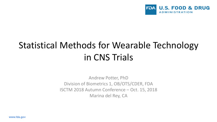 statistical methods for wearable technology in cns trials