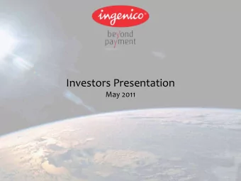 Investors Presentation  May 2011  Disclaimer  All forward-looking statements are Ingenico
