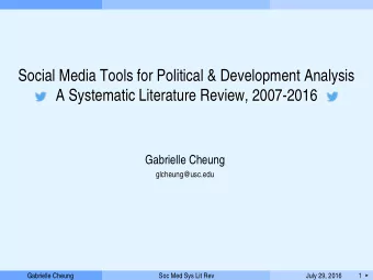 Social Media Tools for Political &amp; Development Analysis  Social Media Tools for Political &amp;