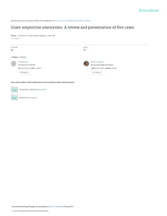 Giant serpentine aneurysms: A review and presentation of five cases Article in American Journal of