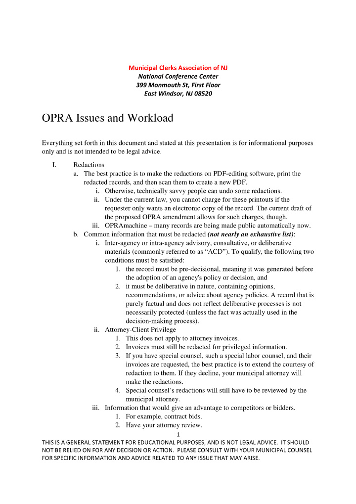 opra issues and workload