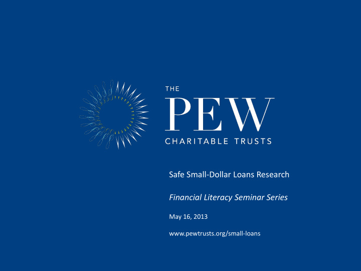 financial literacy seminar series may 16 2013 pewtrusts