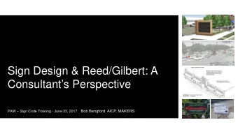 City of Lacey  Consultants Perspective PAW  Sign Code Training - June 23, 2017 Bob Bengford