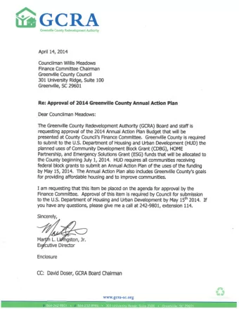 GCRA  Greenville County Redevelopment Authority  April 14, 2014  Councilman Willis Meadows  Finance
