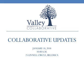 COLLABORATIVE UPDATES  JANUARY 18, 2018  10:00 A.M.  25 LINNELL CIRCLE, BILLERICA Valley