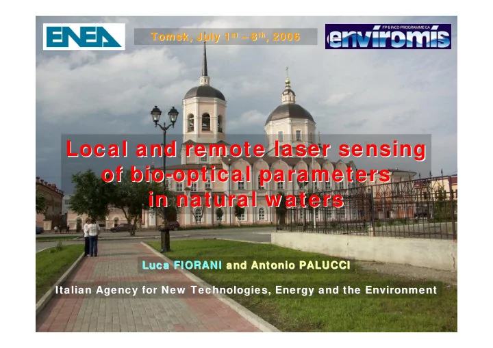 local and remote laser sensing local and remote laser