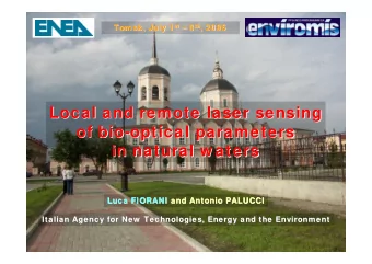 Local and remote laser sensing  Local and remote laser sensing  of bio-  -optical parameters